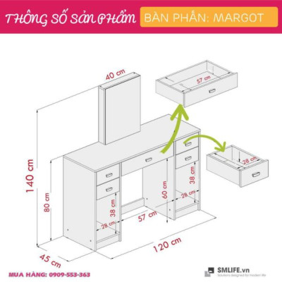 Bàn phấn cao cấp hiện đại SMLIFE Margot