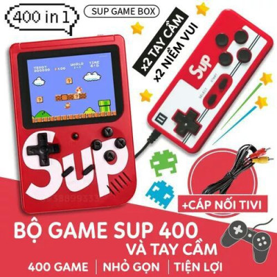 Máy chơi game cầm tay 4 nút SUP hơn 400 trò vui nhộn, tuỳ chọn thêm tay cầm, kết nối được với TV (Giao màu ngẫu nhiên) - Hàng nhập khẩu