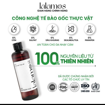 Toner Cánh Kim Ngân Hoa Lalamos Dưỡng Ẩm Và Se Khít Lỗ Chân Lông 250ml