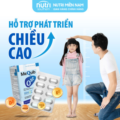 Vitamin D3 K2 MK7 MenaQ7 Và Canxi MEQUIB OST - Hỗ Trợ Tăng Cường Hấp Thu Canxi, Tăng Trưởng Chiều Cao và Phòng chống loãng xương (hộp 60 viên)