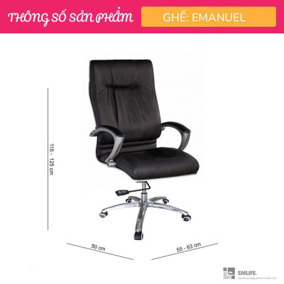 Ghế xoay văn phòng lưng cao bọc PU SMLIFE Emanuel