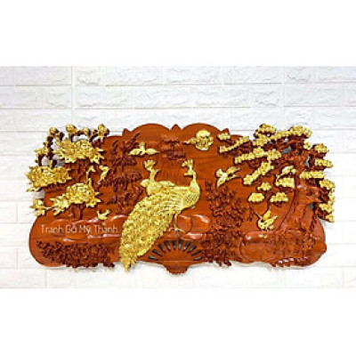 Tranh treo tường cánh quạt  trạm khắc phu thê viên mãn bằng gỗ hương đỏ kt 120×60×4cm