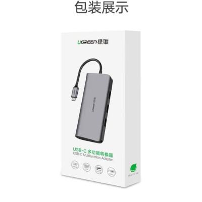 Ugreen UG50319CM163TK Bộ chuyển đổi TYPE C sang 3 USB 3.0 + HDMI + VGA + hỗ trợ nguồn TYPE C - HÀNG CHÍNH HÃNG