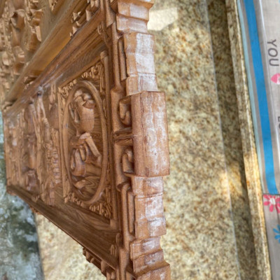 Cặp Tranh chữ cha mẹ bằng gỗ ngọc am thơm nức kt 30x97x4cm 