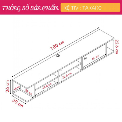Kệ tivi treo tường đơn giản SMLIFE Takako