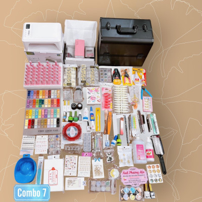 Combo Đồ Nghề Làm Nail Cao Cấp Số 7 Nail Phương Miu, Máy Hơ T8, Máy Mài US801, Cốp Nhôm 3 Tầng, Bộ Đồ Nail Chuyên Nghiệp