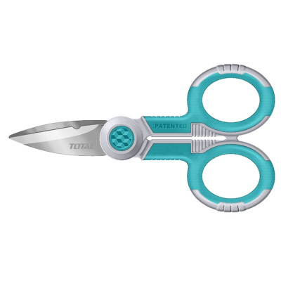 Kéo thợ điện chuyên dụng dài 145mm TOTAL THT1155871 - Làm từ thép không gỉ, độ dày lưỡi kéo 3mm - Tốc độ 247