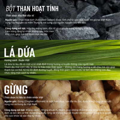 Kem Đánh Răng Thảo Dược Thuần Chay Than Gừng - Giảm ố vàng, Chắc khỏe nướu 60 Gram