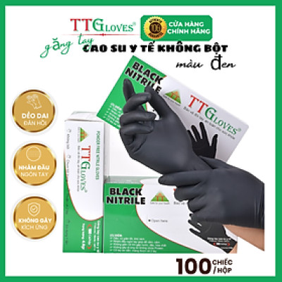 Găng Tay Y Tế Size XS Không Bột Nitrile Màu Đen TTGLOVES (100 chiếc)
