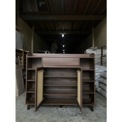 tủ giày dép gỗ công nghiệp dài 1m2 x sâu 30 x cao 1m04 cánh mây , chân gỗ sồi giá xưởng
