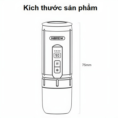 Máy pha cà phê cầm tay chuyên nghiệp Espresso 3 trong 1, dùng pin có thể pha cả nóng và lạnh thương hiệu Mỹ cao cấp HiBREW H4C - Hàng Nhập Khẩu