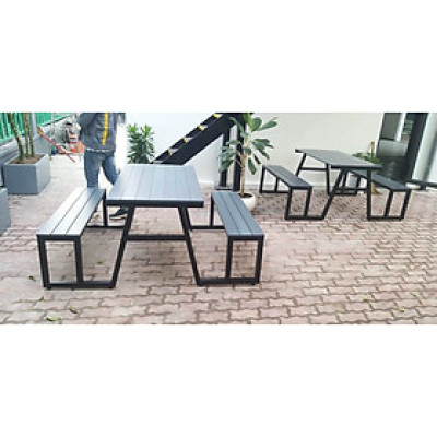 Ghế liền bàn sân vườn HO Tundo ngang 1m2 x rộng 1m7