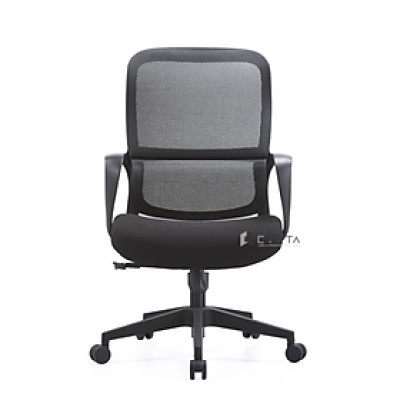 Ghế nhân viên màu đen CE4550-M Nội thất Capta Ghế văn phòng lưng lưới nâng hạ gật gù tay nhựa lưng có giá đỡ cột sống 