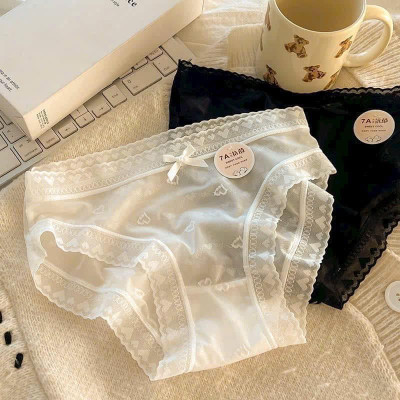 Sét 10 Quần Lót Nữ Ren , Quần Chip Nữ Ren họa tiết hình trái tim size dưới 62kg