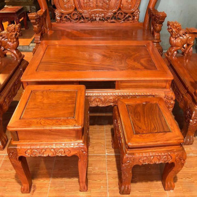 bộ bàn ghế nghê phượng gỗ hương đá