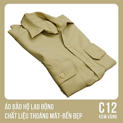 Áo bảo hộ lao động, chất liệu thoáng mát, bền đẹp - Mã C12 (Kem Vàng)