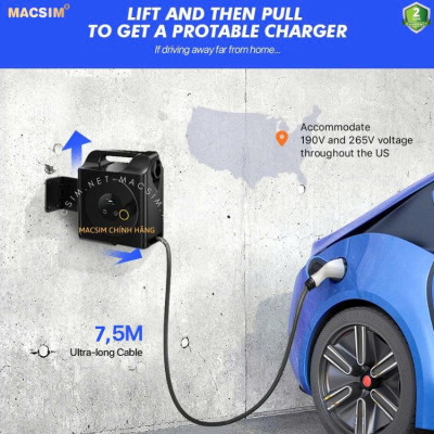 Sạc di động cao cấp ô tô điện Vinfast e34 - Sạc di động cao cấp ev 3,68KW (6-16A) chính hãng Macsim