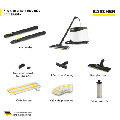 Máy làm sạch bằng hơi nước Karcher SC 3 Deluxe Easyfix - Model 2025 - Hàng Chính Hãng