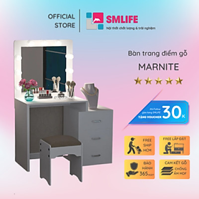 Bàn phấn đèn LED gỗ MDF cao cấp SMLIFE Marnite