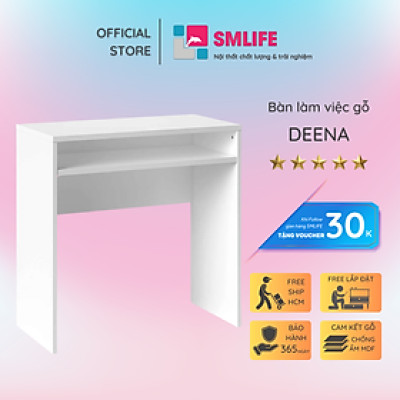 Bàn làm việc gỗ liền kệ giá sách nhỏ gọn SMLIFE Deena
