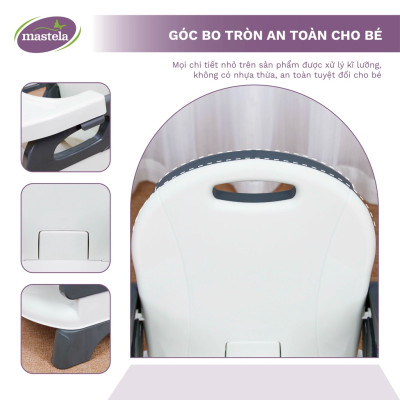 Ghế ăn dặm cho bé gấp gọn và nâng hạ độ cao Mastela 7331 - Ghế tập ăn dặm cho bé đạt chuẩn ASTM Mỹ bảo hành 12 tháng