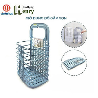 Giỏ đựng đồ gấp gọn thông minh Việt Nhật 3379 tặng móc dính trong,giỏ treo tường đựng quần áo đồ dùng nhà tắm