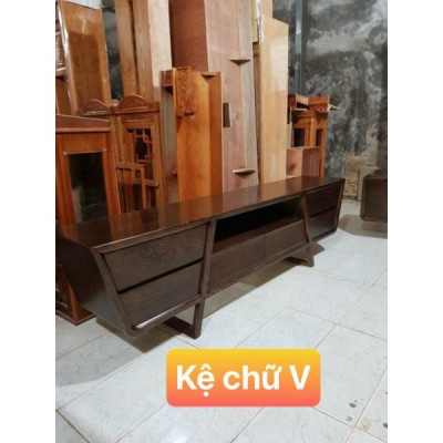 Kệ tivi gỗ sồi chữ V