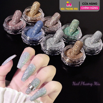 Set 8 Hũ Nhũ Rắc Flash Nail Siêu Sáng 7g/Hũ, Trang Trí Móng Lung Linh, Đa Dạng Màu Sắc, Dành Cho Làm Nail Chuyên Nghiệp