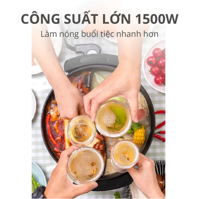 Nồi lẩu điện 2 ngăn Mishio MK112 5L - Hàng chính hãng