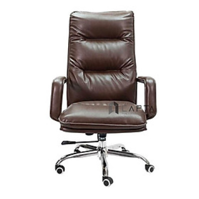 Ghế Giám đốc nệm bọc da PU mềm CM4481-P Nội thất Capta Ghế xoay văn phòng nệm dày màu nâu có chân thép mạ chrome bóng office chair