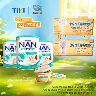 Bộ 3 lon Sữa bột NAN OPTIPRO PLUS 4 Nestle Bé 2-6 tuổi 1500g/lon Giúp tiêu hóa tốt