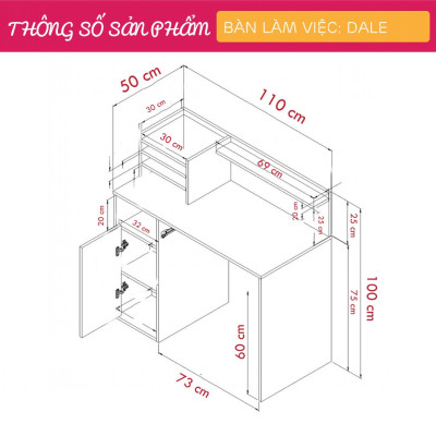 Bàn máy tính tại nhà bằng gỗ thiết kế nhỏ gọn SMLIFE Dale
