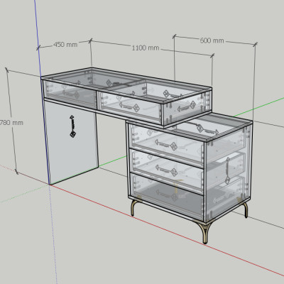 HAPPY FURNITURE ,Bàn làm việc 5 ngăn kéo - HAPPI, BAN_140 , 110cm x 45cm x 78cm DxRxC