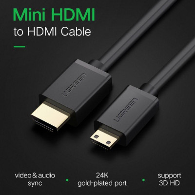Ugreen UG11167HD108TK 1.5M 4K 60hz 2.0 Cáp Mini HDMI sang HDMI thuần đồng màu Đen - HÀNG CHÍNH HÃNG