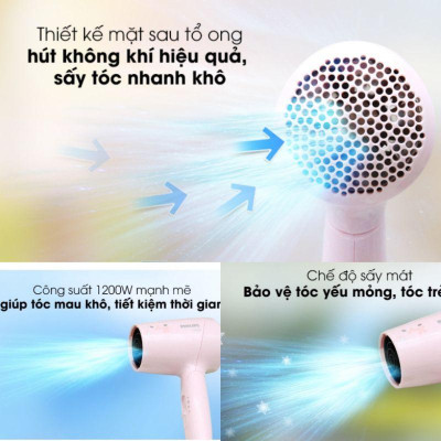 Máy Sấy Tóc Philips BHC010, Công Suất 1200W - Thiết Kế Gập, Du Lịch - Hàng Chính Hãng