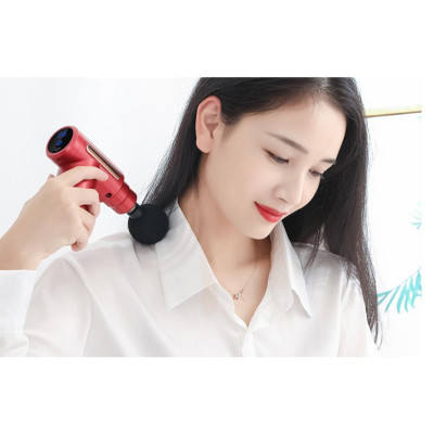 Máy massage cầm tay mini - Súng massage cầm tay đấm lưng mát xa trị liệu cổ vai gáy 4 đầu 6 chế độ, hàng tốt.