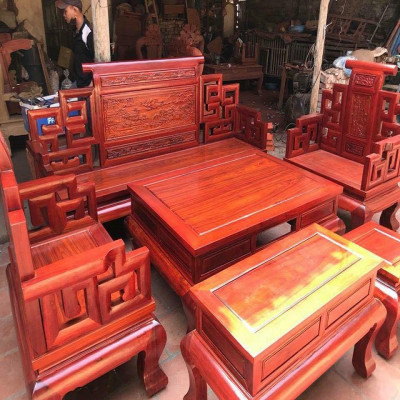 Bộ Bàn Ghế Sơn Thủy Gỗ Hương Đỏ Nam Phi VIP