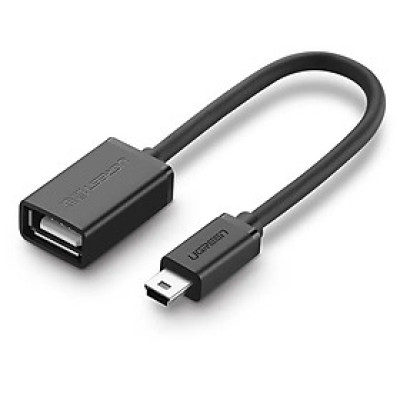 Cáp chuyển đổi MINI USB sang USB âm hỗ trợ OTG 12CM màu Đen Ugreen 249GK10383US Hàng chính hãng