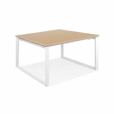 Bàn làm việc chân sắt Juno Sofa NT 1906B14-2 hình chữ O màu trắng 140 x 120 x 75 cm