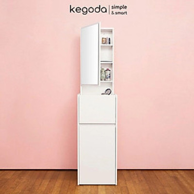 Kệ Trang Điểm Có Gương Soi, Tủ Phấn 2 Cánh 1 Ngăn Kéo Để Đựng Mỹ Phẩm Makeup KEGODA KGD48