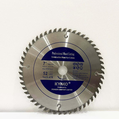 LƯỠI CƯA GỖ TCT CẮT ĐƯỢC ĐINH 52 RĂNG đường kính phi Ø 180mm KYNKO WYZ180052P