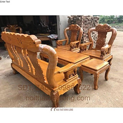 Bộ Bàn Ghế Quốc Voi Tay 12 Gỗ Gõ