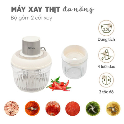 Máy xay thịt đa năng SEKA SK2287 có 2 cối thuỷ tinh, công suất 500W - Hàng nhập khẩu
