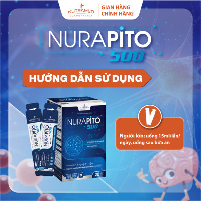 Gói uống Nurapito 500 hỗ trợ ngừa và phục hồi sau tai biến mạnh máu não, hạn chế xơ vữa, tắc mạch (20 gói) - Nutramed