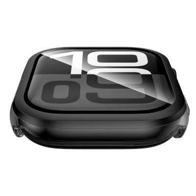 Ốp Case PC Mặt Kính Cường Lực Trong Suốt Viền Màu cho Apple Watch Series 10 Size 42mm / 46mm - Hàng Chính Hãng