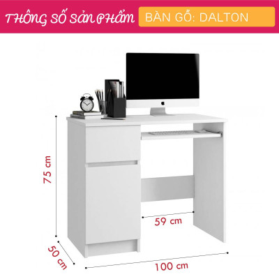 Bàn vi tính gỗ thiết kế tiện lợi SMLIFE Dalton