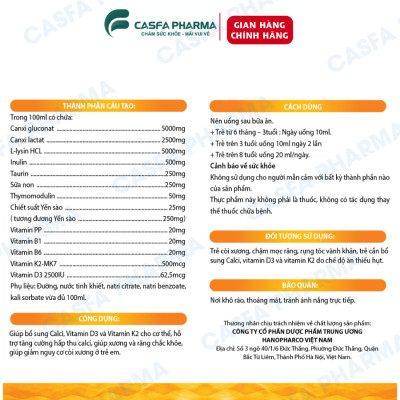 Combo Canxi Hữu Cơ cho Bé + BỔ MAU HEMATOL TW Hanopharco