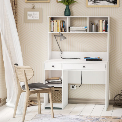 Bàn làm việc hiện đại thiết kế liền giá sách SMLIFE Desu