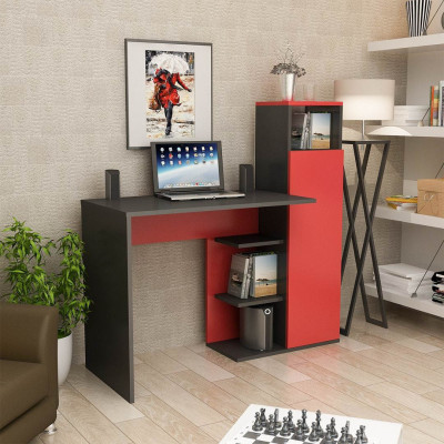 Bàn Học Gỗ Công Nghiệp Liền Giá Sách SMLIFE Debock