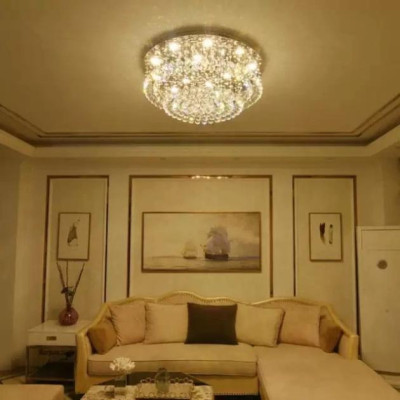 Đèn mâm Ca Sỹ Pha Lê ốp trần M9153 - KT 600x600x350mm, đèn chùm pha lê, DT